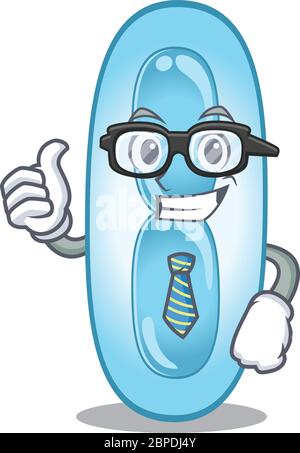 Dessin animé de klebsiella pneumoniae homme d'affaires portant des lunettes et une cravate Illustration de Vecteur