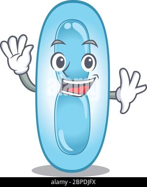 Une charmante mascotte klebsiella pneumoniae de style souriant et de la main Illustration de Vecteur