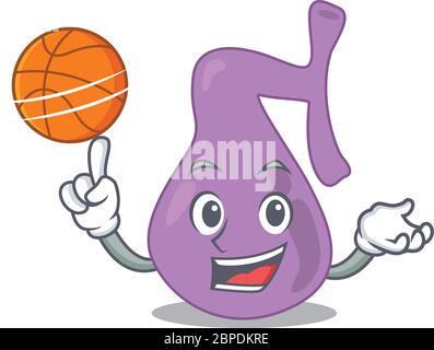 Motif mascotte de gall vésical sportif avec ballon de basket-ball Illustration de Vecteur