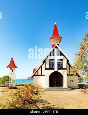 Notre Dame Auxiliatrice église de Cap Malheureux. L'Ile Maurice Banque D'Images
