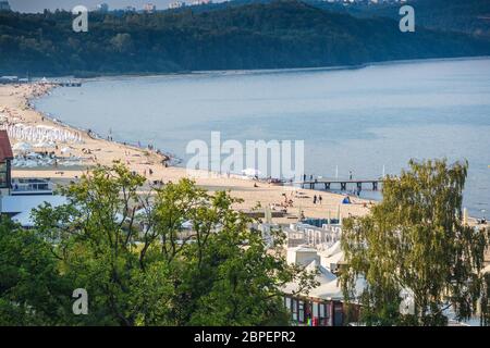 Poland-September,Sopot 7,2016:paysage plage de la mer Baltique à Sopot, Pologne. Banque D'Images