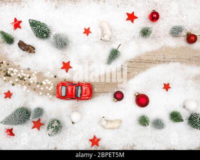 Différentes Origines de Noël sur bois avec différentes décorations de Noël Banque D'Images
