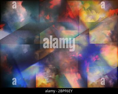 Les nuages colorés avec chevauchement des couches rectangulaires Banque D'Images