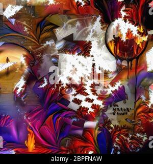 Réveil brûlant et mystique des yeux. Illusions colorées. La peinture abstraite Banque D'Images