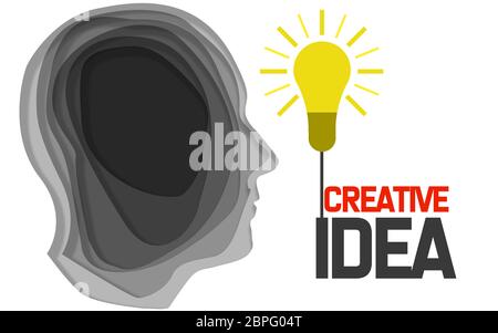 Nouvelle idée créative sur fond blanc, rendu 3D Banque D'Images