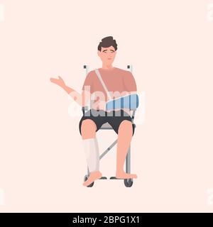 homme handicapé assis en fauteuil roulant concept d'incapacité plate pleine longueur illustration vectorielle Illustration de Vecteur