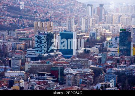 Paysage urbain de Sarajevo centre la capitale de la Bosnie, 18.3.2019 Banque D'Images