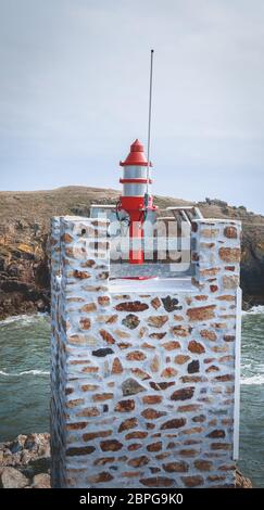 Le sémaphore à l'entrée du port de la Meule sur l'île d'Yeu Banque D'Images