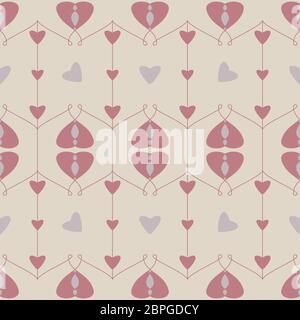 Motif sans couture avec coeurs et petits coeurs. Couleur ivoire crème, gris et rouge. Couleurs pastel. Vecteur Illustration de Vecteur