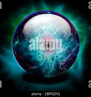 Boule de cristal avec All Seeing Eye Banque D'Images