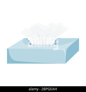 Papier mouchoirs boîte bleue. Illustration vectorielle. Illustration de Vecteur