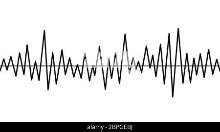 Fréquence cardiaque, icône cardiogramme. Forme d'onde d'impulsion. Problèmes de rythme cardiaque, arythmie. Illustration médicale. Signe vecteur de santé noir et blanc isolé Illustration de Vecteur