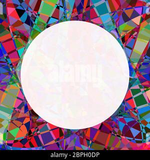 Motif fluide et coloré chaotique de vitraux cassés. Cadre photo en mosaïque circulaire. Décoration de texture polygonale. Illustration de Vecteur