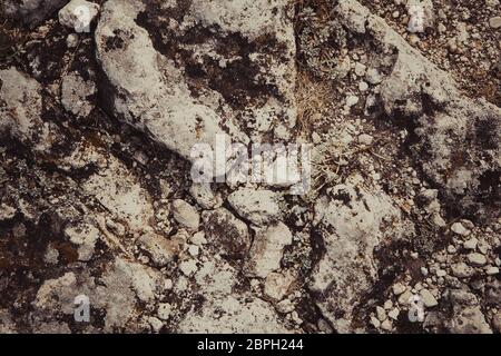 La texture de pierre détaillées sombre brûlés close up. Banque D'Images