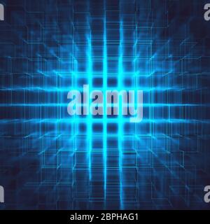 Image abstrait de lignes d'alimentation connecté, interconnectés en technologie concept. Illustration 3D abstract background. Banque D'Images