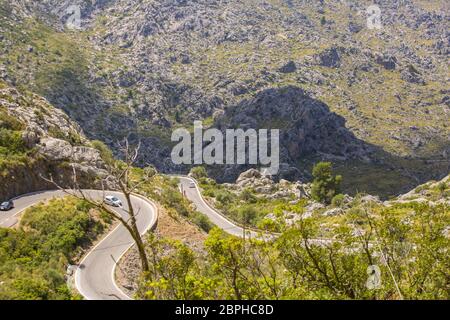 Road to Sa Calobra dans la Serra de Tramuntana - montagnes de Majorque, Espagne Banque D'Images