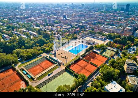 Salata Zagreb hilla et centre-ville Vue aérienne, capitale de la Croatie Banque D'Images