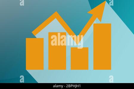 Graphique barres de croissance avec flèche de montée , rendu 3D Banque D'Images
