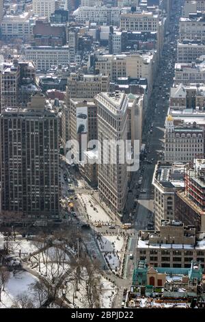 Vue aérienne du quartier de Flatiron à Manhattan, New York, États-Unis d'Amérique Banque D'Images