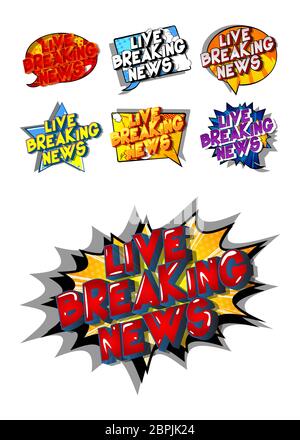 Live Breaking News - Comic livre style mot sur fond abstrait. Illustration de Vecteur