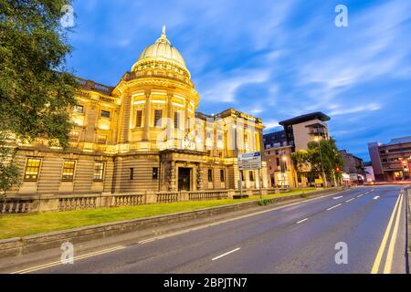 Coucher de soleil à Glasgow Mitchell Library bibliothèque publique dans Glasgow Scotland UK Banque D'Images