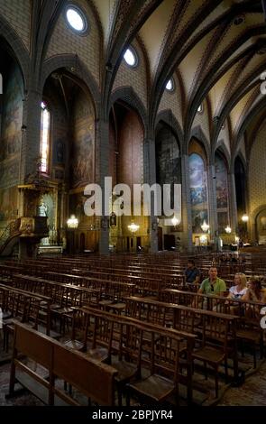 Vue intérieure de la cathédrale de Perpignan alias Basilique-Cathédrale de Saint-Jean-Baptiste de Perpignan.Perpignan.Pyrénées-Orientales.Occitanie.France Banque D'Images