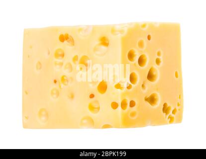 Beau gosse de mi-dure jaune le lait de vache le fromage suisse à trous interne isolé sur fond blanc Banque D'Images