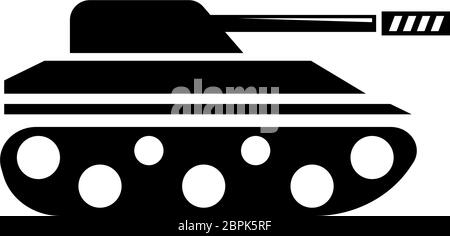 Char militaire de guerre, Panzer militaire lourd. Illustration de l'icône vecteur plat. Symbole noir simple sur fond blanc. Char militaire de guerre, Heavy militaire Panzer SIG Illustration de Vecteur