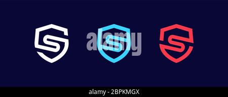 lettre s abstraite dans le bouclier avec le style de dessin ou de dessin au trait . illustration vectorielle eps10 Illustration de Vecteur