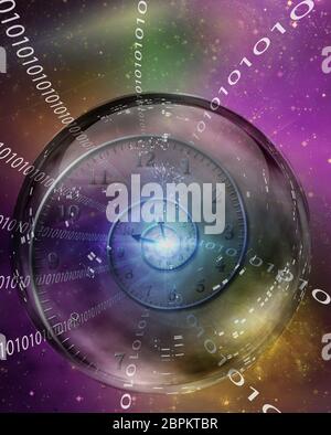 Spirale de temps à l'intérieur de boule de cristal. Banque D'Images