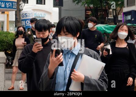 Quartier de l'Université de Hongik, 14 mai 2020 : les rues de la région de l'Université de Hongik ou Hongdae à Séoul, Corée du Sud. Crédit: Lee Jae-Won/AFLO/Alay Live News Banque D'Images