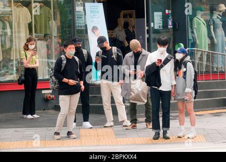 Quartier de l'Université de Hongik, 14 mai 2020 : les rues de la région de l'Université de Hongik ou Hongdae à Séoul, Corée du Sud. Crédit: Lee Jae-Won/AFLO/Alay Live News Banque D'Images