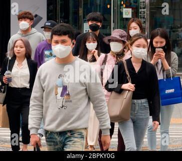 Quartier de l'Université de Hongik, 14 mai 2020 : les rues de la région de l'Université de Hongik ou Hongdae à Séoul, Corée du Sud. Crédit: Lee Jae-Won/AFLO/Alay Live News Banque D'Images