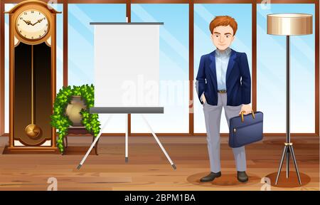 maquette d'un support à enroulement vide dans la présentation au bureau Illustration de Vecteur