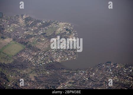 Vue aérienne du réservoir de Cedar Creek et du lac près de Dallas, Texas. Banque D'Images