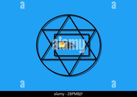 Carte SIM All Seeing Eye cercle de l'éternité en observant tous les gens symbole Banque D'Images