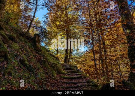 Randonnées la Partnachklamm, gorges de Partnach à Garmisch-Partenkirchen, Bavière, Allemagne Banque D'Images