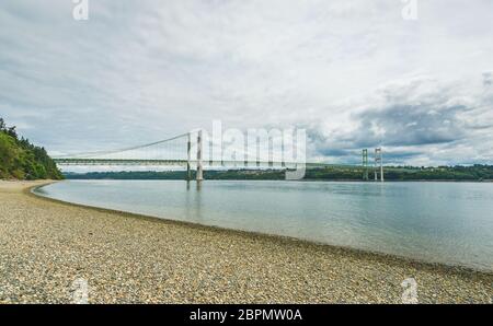 Scène du pont en acier de Narrows à Tacoma, Washington, USA. Banque D'Images