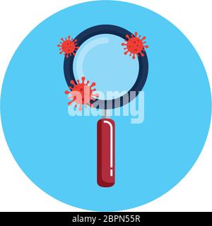 loupe avec particules covid 19 Illustration de Vecteur