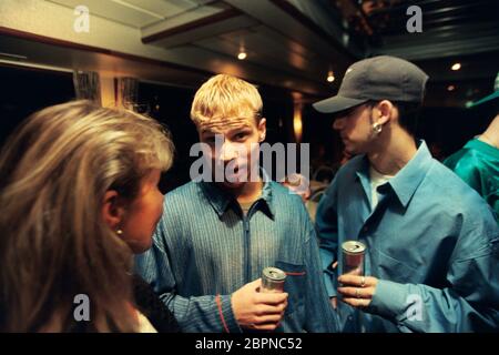 Backstreet Boys / popkomm 1996 - Die US-amerikanische Boygroup 'Backstreet Boyss' Howie Dorough, Alexander James McLean, Nick carter, Brian Littrell, Kevin Richardson Banque D'Images