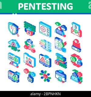 Logiciel de Pentecôte icônes isométriques définir le vecteur Illustration de Vecteur