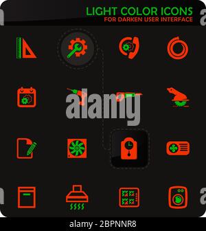 Easy Color réparation électronique vector icons sur fond plus sombre pour la conception d'interface utilisateur Banque D'Images