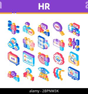 Les icônes isométriques des ressources humaines définissent le vecteur Illustration de Vecteur