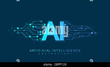 Logo de l'intelligence artificielle, icône. Vecteur symbole ai, apprentissage en profondeur blockchain concept de réseau neuronal. Apprentissage machine, intelligence artificielle, ai. Illustration de Vecteur