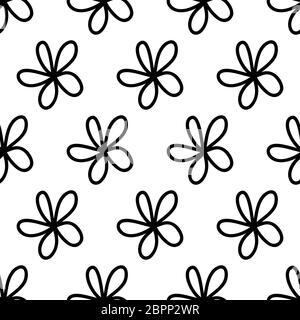 Motif sans couture en fleurs de camomille à motif de coolé. Isolé sur fond blanc. Illustration de stock vectoriel. Illustration de Vecteur