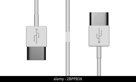 Le rendu 3D de câble USB4 isolé sur fond blanc Banque D'Images