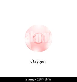 Molécule d'oxygène. Élément chimique du tableau périodique isolé sur fond blanc Banque D'Images