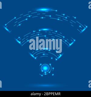 Logo GPRS. Icône radio Wave. Symbole de réseau sans fil isolé sur fond bleu. Logo conceptuel mobile Banque D'Images