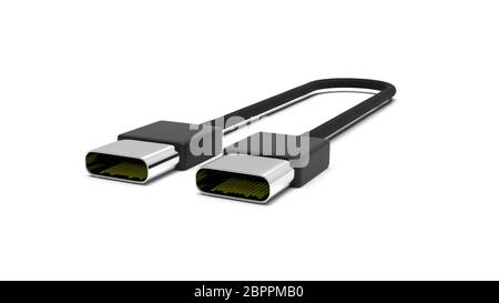 Le rendu 3D de câble USB4 isolé sur fond blanc Banque D'Images