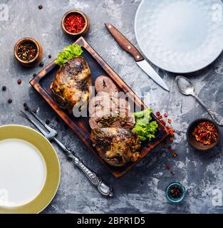 Coeur de porc farcies aux champignons et fines herbes.cuisine américaine concept Banque D'Images